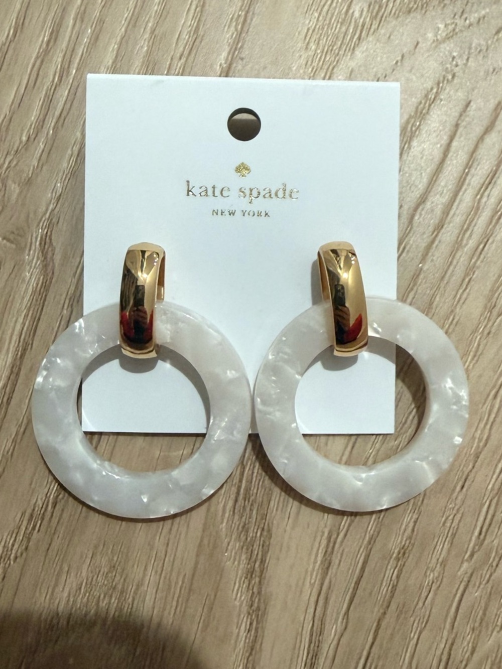 kate spade Pearl White Marble Drop Earrings with Gold Posts